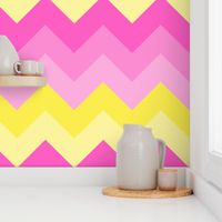 Hot Pink Yellow Ombre Chevron Zigzag Pattern