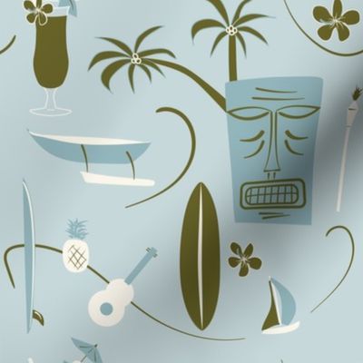 Retro Hawaii - Blue, green, white