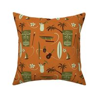 Retro Hawaii - orange, green, brown, light green