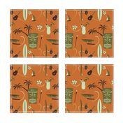 Retro Hawaii - orange, green, brown, light green