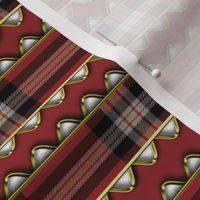 Red Plaid Ribbon Edged in Faux Gold Rick Rack on Red
