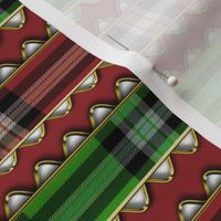 Red and Green Plaid Ribbon Edged in Fake Gold Rick Rack