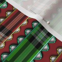 Red and Green Plaid Ribbon Edged in fake Metallic Rick Rack on Red