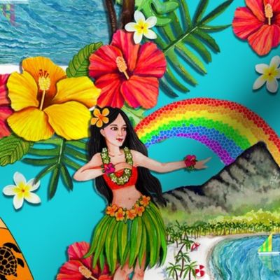 _TK-All_ORIGINAL_ART_Teal-Hawaii_Rainbow-Wk_One-150dpi