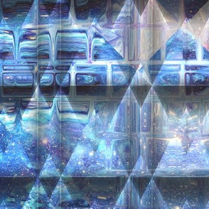 GHOSTLY SURREAL FANTASY PYRAMID BLUE CITY ABSTRACT