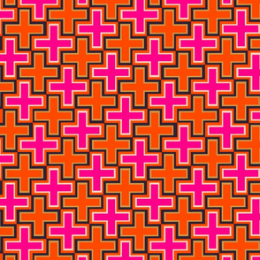 70s Pink and Orange Electric Crosses by Cheerful Madness!!