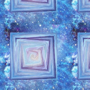 PAINTED MARBLE ART MARBLE  SQUARES  BLUE ON NEBULA SKY