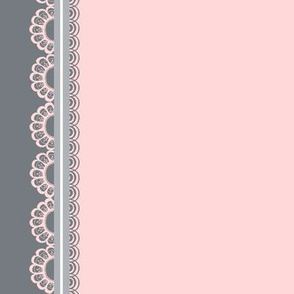 Floral Border Stripes in Pink and Gray