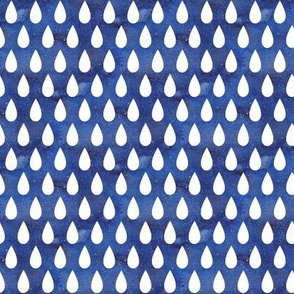 Raindrops - white on blue - small scale