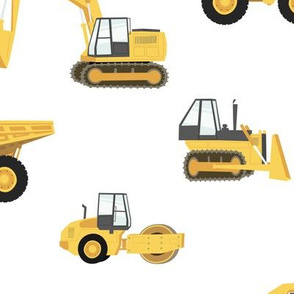 (large) construction trucks - yellow on white