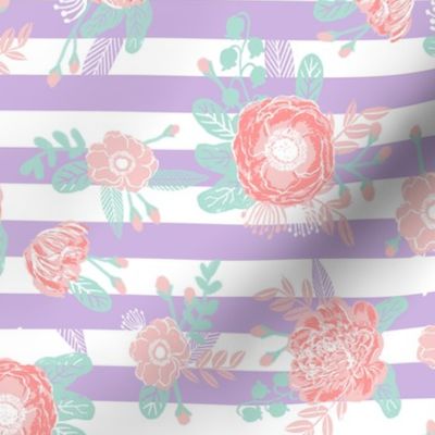 lavender stripes floral fabric baby girl nursery 