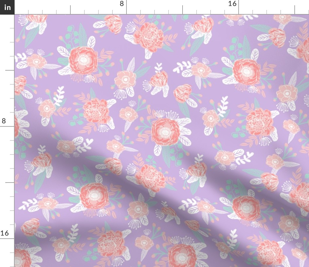 lavender stripes floral fabric baby girl nursery 