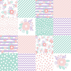floral cheater quilt lavender and mint cheater floral design baby girl nursery fabric