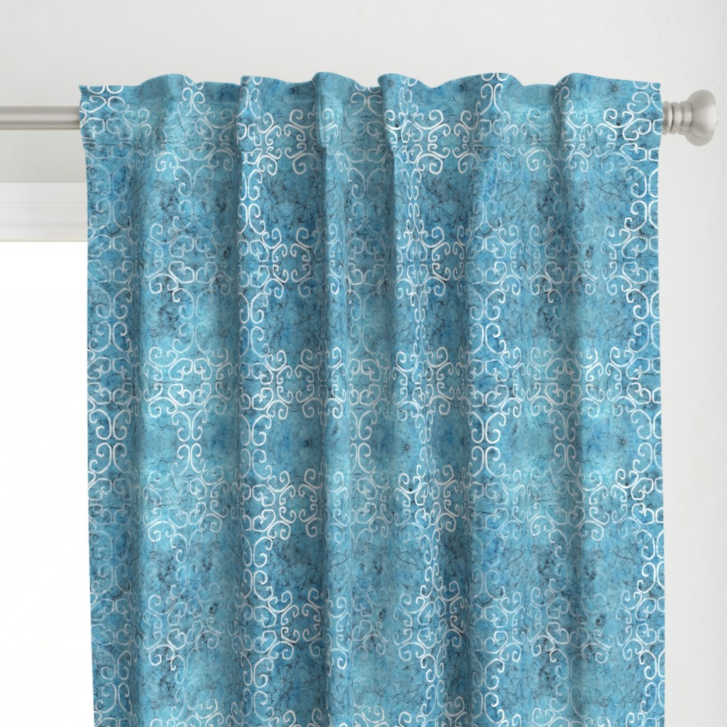 blue batik scroll