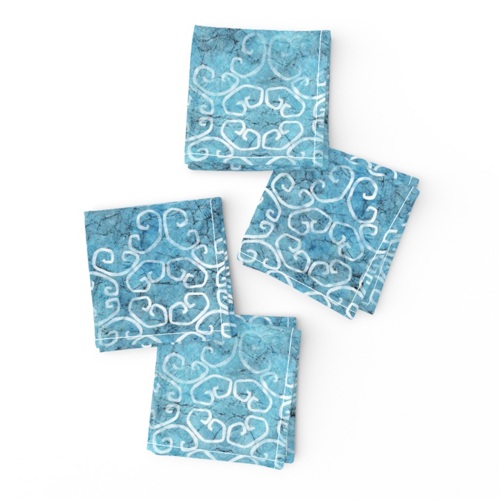 blue batik scroll