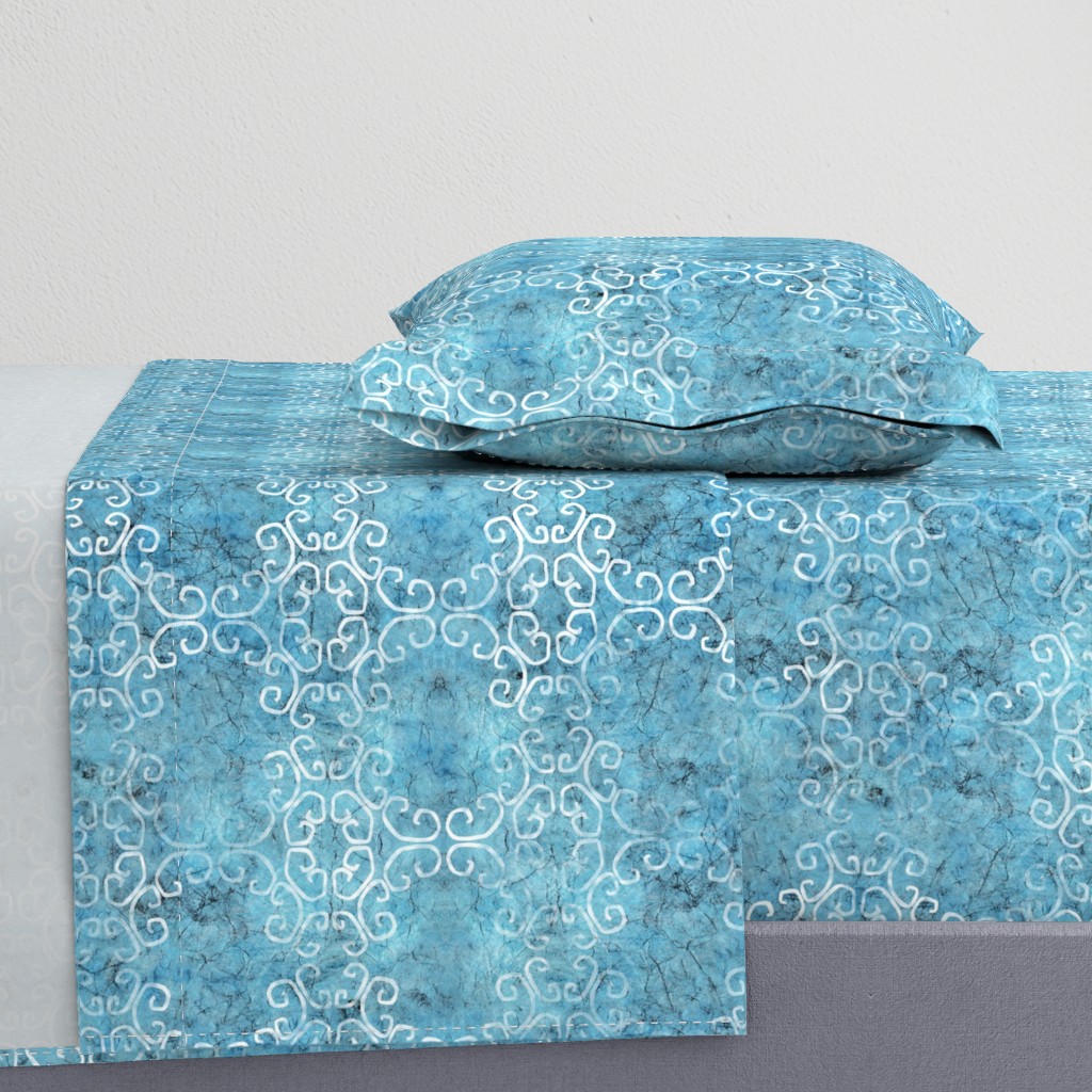 blue batik scroll