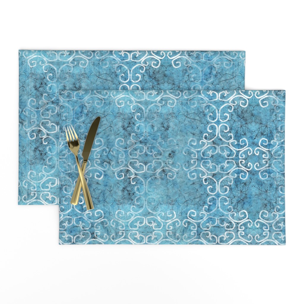 blue batik scroll