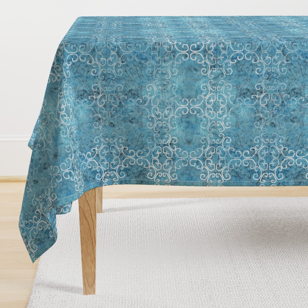 blue batik scroll