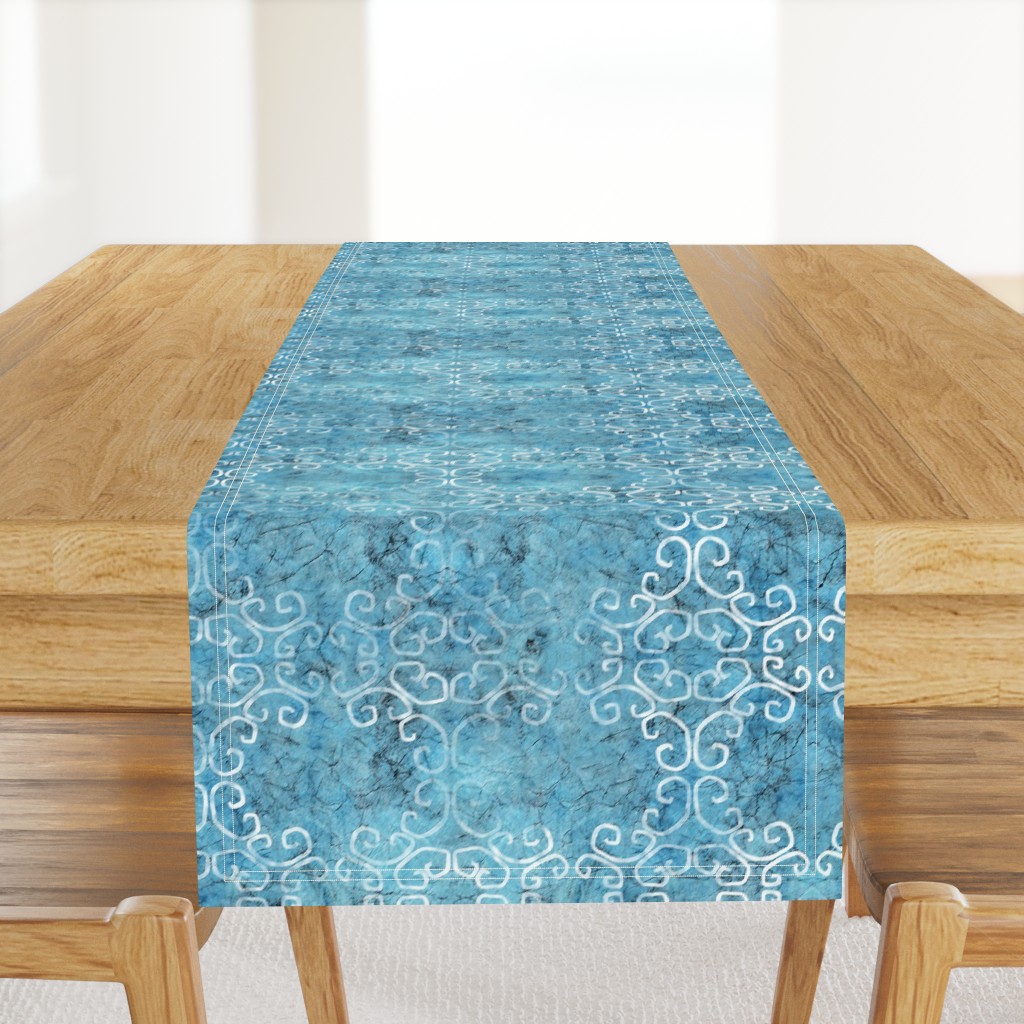 blue batik scroll