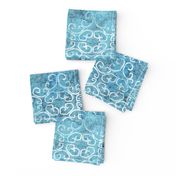 blue batik scroll