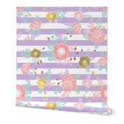 lavender florals gold purple coral pink nursery fabric girls design