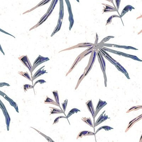 Tropical Leaves - White Blue / Pink