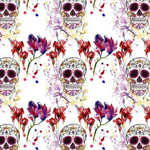 Sugar Skulls and Sureal Flowers