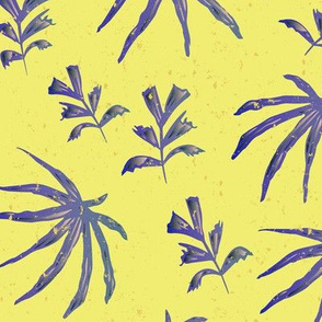 Tropical Leaves - Neon Yellow / Blue / Pink