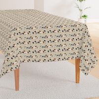 dachshund dog fabric  dogs in sweaters fabric doxie dog design - tan