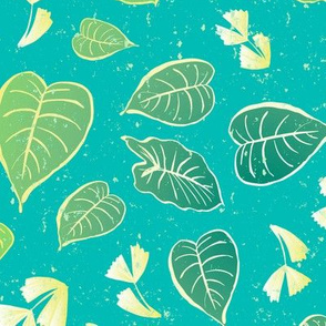 Tropical Leaves - Teal / Green / Yellow