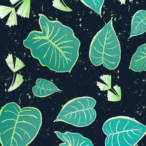 Tropical Leaves - Midnight / Green / Teal