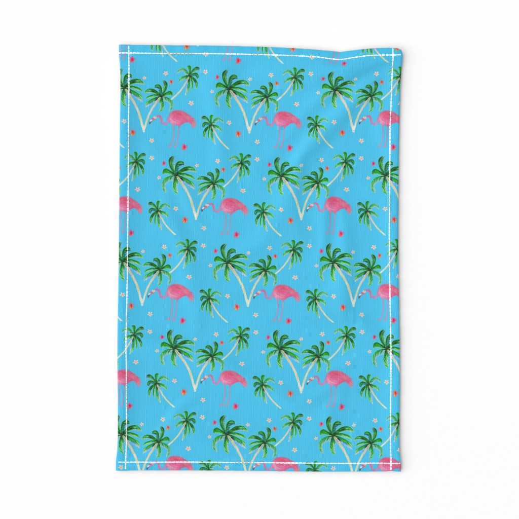Pink Flamingo and Palm tree floral