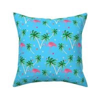 Pink Flamingo and Palm tree floral