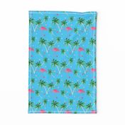 Pink Flamingo and Palm tree floral