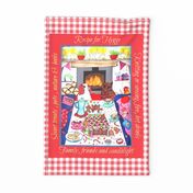 Christmas tea towel, Gingerbread house // retro kitchen 