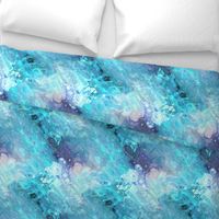TURQUOISE  XL EVANESCENT MARBLE FLOWER IN THE SKY NEBULA 