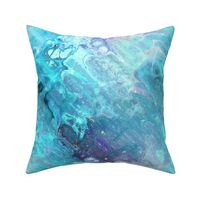 TURQUOISE  XL EVANESCENT MARBLE FLOWER IN THE SKY NEBULA 