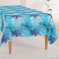 TURQUOISE  XL EVANESCENT MARBLE FLOWER IN THE SKY NEBULA 