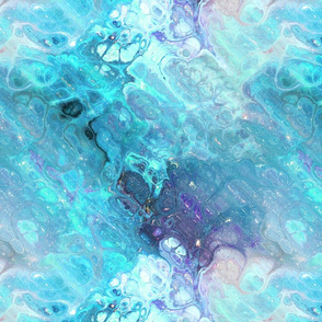 TURQUOISE  XL EVANESCENT MARBLE FLOWER IN THE SKY NEBULA 