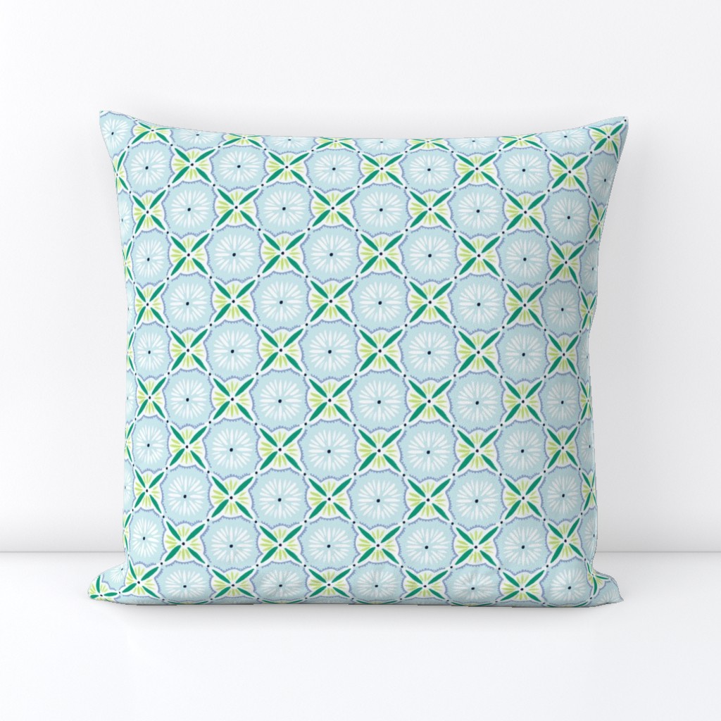 Daisy Tile - Light Blue & Green