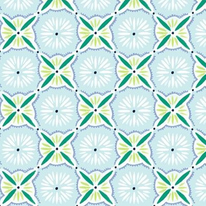 Daisy Tile - Light Blue & Green