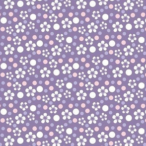 Dots and Flowers, Purple and Pink 