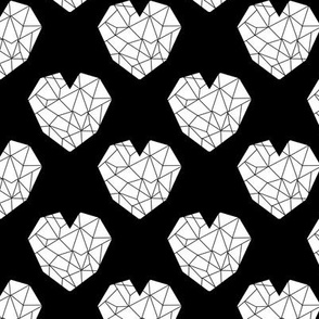 geo hearts fabric black and white minimal geometric heart