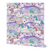 18 Pegasus winged unicorns pegacorns stars rainbows clouds trees ponds lakes teddy bears shooting cats fairy kei lolita sky skies pony ponies horses kawaii japanese inspired moon castles  colorful 