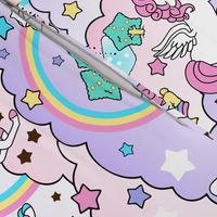 19 Pegasus winged unicorns pegacorns stars rainbows clouds trees ponds lakes teddy bears shooting cats fairy kei lolita sky skies pony ponies horses kawaii japanese inspired moon castles  colorful 