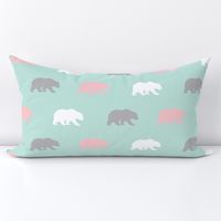 Bears - mint,pink,grey - Evenstar - woodland-ch-ch-ch