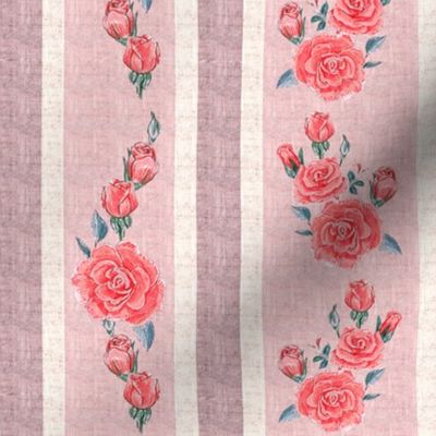 Old Fashioned Rose Stripe Red Roses