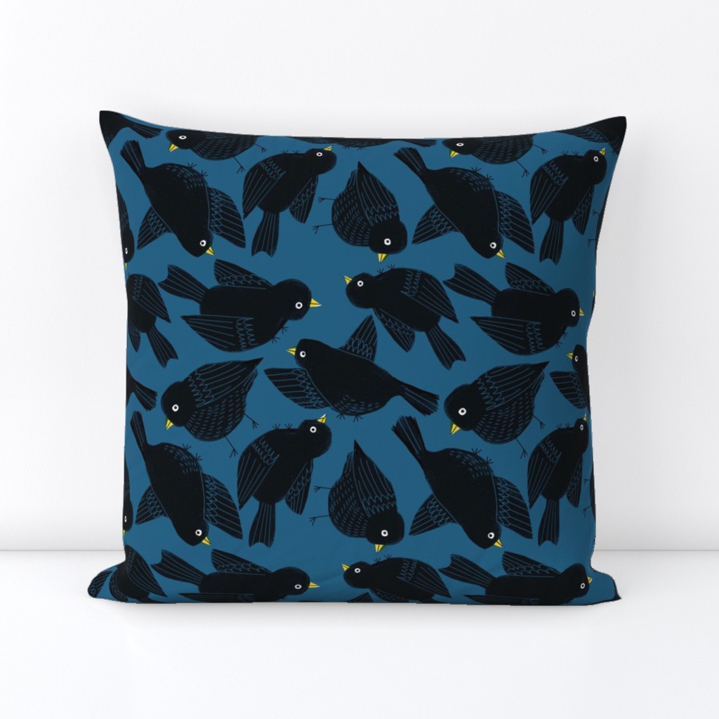 Blackbirds on Blue