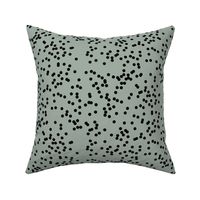 Confetti dots - black dots on dusty green kale autumn || by sunny afternoon