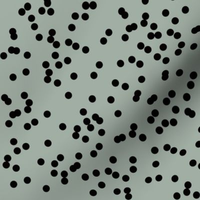 Confetti dots - black dots on dusty green kale autumn || by sunny afternoon